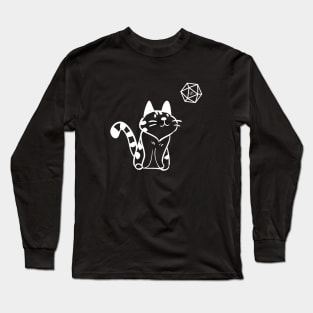 Funny Cat with D20 Dice Tabletop RPG Long Sleeve T-Shirt